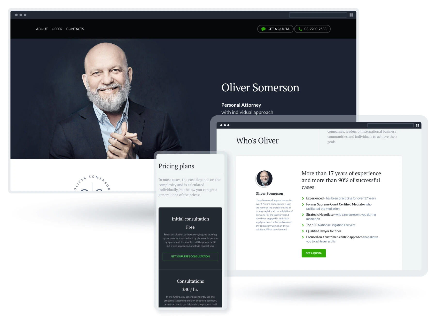 Carrd site template. Personal attorney website Onepage site template free
